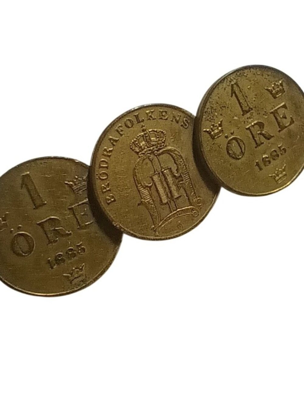 Vintage Swedish 1 Ore Coin Brooch 1885 Ekornafolkens Design Pin